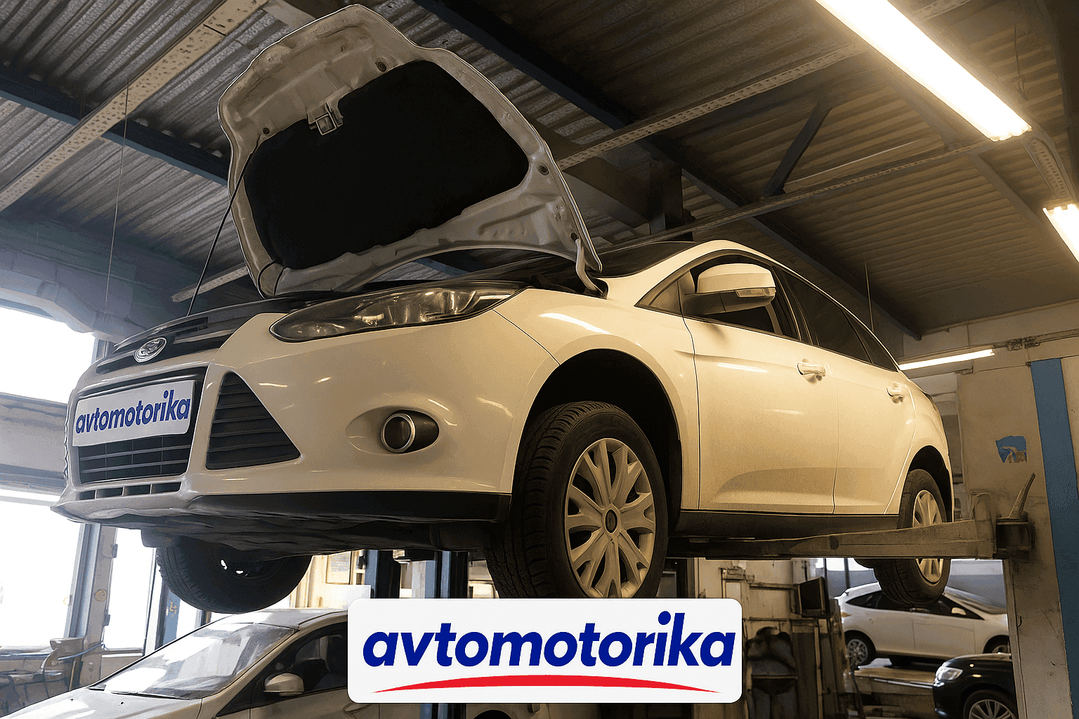 Image showing a mechanic working on a car in a clean workshop
