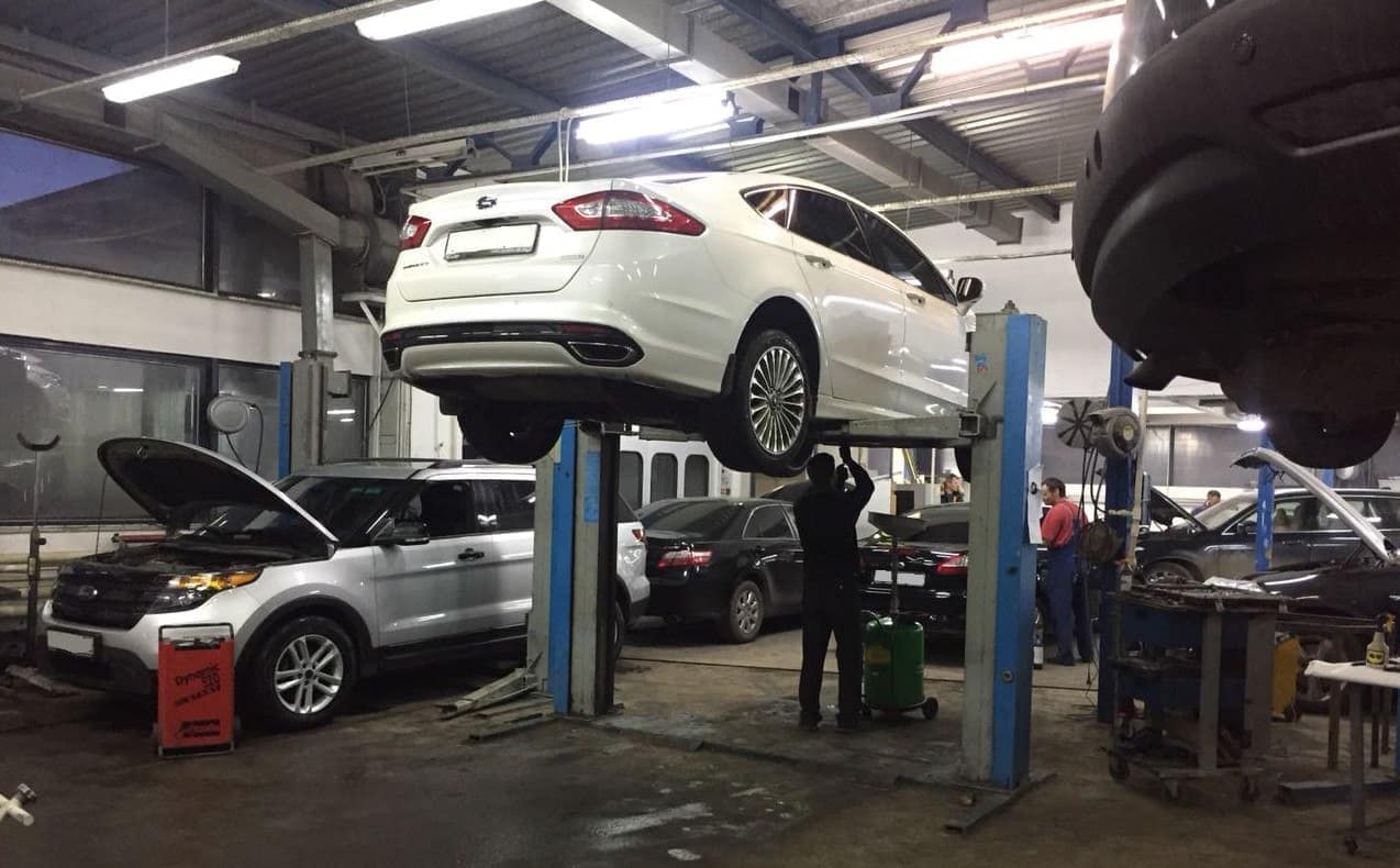 A modern and clean auto repair shop.